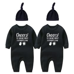 YSCULBUTOL Baby Twins Bodysuit Driking Buddies Baby Girl Outfit Boy Milk Clothes with Hat Set
