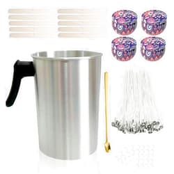 Phinicco Candle Making Pouring Pot 3L Wax Melting Pot Large Candle Making Pitcher with Heat-Resistant Handle and Dripless Pouring Spout Design with Candle Jars, Wicks, Stickers and Wicks Centering Device