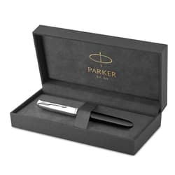 Parker 51 Fountain Pen | Black Barrel with Chrome Trim | Fine Nib with Black Ink Cartridge | Gift Box