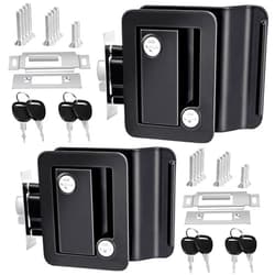 Aucurwen RV Door Locks for Travel Trailers, 2 Pack Black Camper Door Lock, Travel Trailer Door Latch, Zinc Alloy RV Camper Entry Door Lock Replacement Kit for Camper Horse Trailer Cargo Hauler