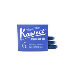Kaweco Fountain Pen Ink Cartridges Royal Blue Pack of 6 | Premium Ink with Short Standard Cartridges in Blue | Vegan Cruelty Free Water Soluble Calligraphy Lettering Writing