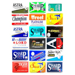 Razor Blades Club Astra-Derby-Shark-Lord-Treet-Sharp 100 Quality Double Edge Razor Blades Sampler (18 different brands)