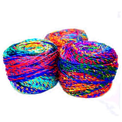 Revolution Fibers Recycled Sari Silk Yarn, Multi-Color Pure Silk Yarn, Made from Handspun Used Sari Fabric Ribbon Scraps, Rainbow Yarn for Knitting, Weaving & Crocheting 100 Grams per Ball (1-Ball)