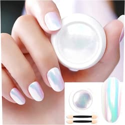 OBENIM HALIM 2 Boxes Pearl Shell Nail Glitter Powder Aurora Nails Ice Transparent Sparkle Iridescent Effect Nail Art Pigment Chrome Glitters Nail Art Jewelry