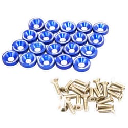 JDMSPEED 20 Pcs Blue CNC Billet Aluminum Fender Washer Engine Bay Dress Up Kit