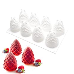 Zavaca 8-Cavity Non-stick Christmas 3D Pinecone Cake Mold Shape Soap Mold for Cupcake Candy Jelly Pudding Chocolate Party