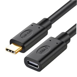 FUJIAXUN 3FT Thunderbolt 4 Extension Cable, USB Type C Flexible TPU Fast Charge Cable 240W, 40Gbps, 8K@60Hz Compatible with Thunderbolt 3, USB 3.1/3.2 (Twisted Pair, BLACK, 3FT)