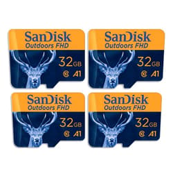 SanDisk 32GB 4-Pack Outdoors FHD microSDHC UHS-I Memory Card with SD Adapter (4x32GB) - Up to 100MB/s, Full HD, C10, A1, Trail Camera Micro SD Card - SDSQUNR-032G-GN4VV