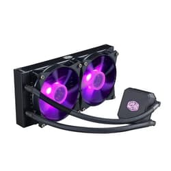 Cooler Master MasterLiquid LC240E RGB Close-Loop AIO CPU Liquid Cooler, 240mm Radiator, Dual Chamber RGB Pump, Dual MF120R RGB Fans, RGB Lighting for AMD Ryzen/Intel LGA1151