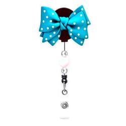 Ascrafter Cute Bow Badge Reels Retractable, Unique Beaded Badge Holder for Women, Belt Clip Badge for ID Name Cards