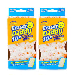 Scrub Daddy - Eraser Daddy with Scrubbing Gems Dual-Sided Scrubber and Eraser, Lasts 10x Longer Than Ordinary Melamine Erasers, Water Activated, Ergonomic, 2ct (Pack of 2)