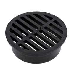 NDS 11, 4 in. Round Grate Cover Connects to 4 Inch Drain Pipes & Fittings, for Small Lawns, Landscaping and Patios, Black Plastic