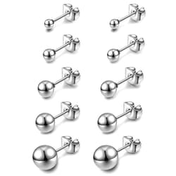 AllerPierce Hypoallergenic Ball Earrings Studs Set Stainless Steel Round Ball Studs Earrings Cartilage Earrings for Women Men 3mm-8mm（10Pcs）