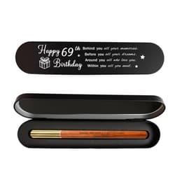 Iyaone 69th Birthday Gift for 1957 Born - Engraved Wooden Gel Pen & Keepsake Box Set, Premium 69 Year Old Gift for Men & Women, 69th Birthday Present
