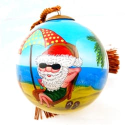 Honeylet Inside-Painted Glass Ornament – Ideal for Thanksgiving and Christmas, Exquisite Holiday Decoration, Handcrafted Art Piece - Santa Beach Holiday