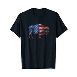 Mountain Life Outdoor Junkie Tees Vintage Retro Bison American Flag Buffalo Simple T-Shirt T-Shirt
