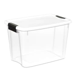 Sterilite 6-Pack Stackable Storage Bin with Lid, Clear Plastic Design, 30 Quart