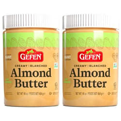 Gefen Pure Blanched Almond Butter, 16oz (2 Pack) | Non GMO | Rich, Smooth & Creamy Texture | No Salt or Sugar Added | Gluten Free | Vegan | Paleo | Keto | Product of USA | Kosher (Including Pasover)