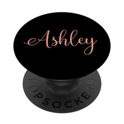 Personalized Custom Names by M.Kokolo Ashley Personalized Blush Pink and Black Custom Name PopSockets PopGrip: Swappable Grip for Phones & Tablets