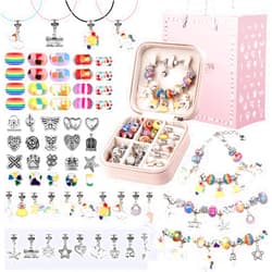 UFU Charm Bracelet Making Kit Girls Beads for Jewelry Making Kit, Unicorns Arts Crafts Gifts Set for Teen Girls Age 5 6 7 8-12, with a Portable Bracelet Organizer Box