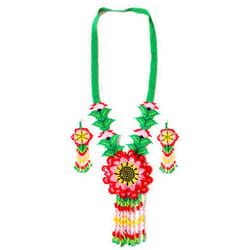 buybeaded Long Beaded Necklace – Boho Native Handmade Seed Bead Tassel Necklace, Bohemian Large Statement Beaded Necklace for Women and Girls (craftscorner-va1) (Pattern12)