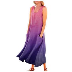 Yesunpxs Maxi Dress for Women Summer Cotton Linen Tank Dress Sleeveless Loose Crew Neck Maxi Long Flowy Dresses with Pockets