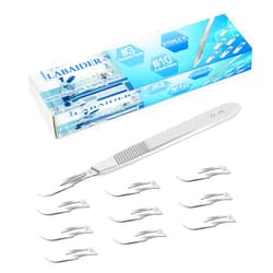 LabAider Scalpel Sterile Blades #10 10pcs Sterile Individually Foil Wrapped, with #3 Scalpel Knife Handle for Biology Lab Anatomy, Practicing Cutting, Medical Student, Sculpting, Repairing