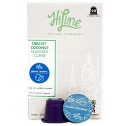 HiLine Coffee HiLine Espresso Coffee Pods, Creamy Coconut Flavored Coffee, 20 Count (Pack of 1), Single Cup Espresso Capsules, Compatible with Nespresso Original Brewers