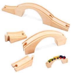 Mototo 1 Pack Wood Train Track Extension Wooden Train Bridge Track Wood Train Accessories Wooden Railway Bridge Wood Train Track Connectors Compatible with Most Toy Train Railroads for Birthdays