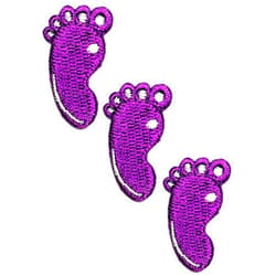 HHO CARTOON PATCH HHO Patch Set 3 Pieces. Mini Footprints Feet Purple Stickers Cartoon Kids Applique Patches Feet Cute Organ Foot Iron on sew on Patch Jacket T Shirt Patch Sew Iron on Embroidered