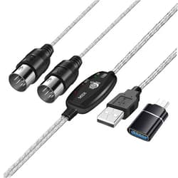 TNP Products TNP MIDI Cable Set to USB with Type C Adapter 2 in 1 MIDI Piano USB Cord from PC to Keyboard, Synthesizer, Electronic Drum, Electric Blow Pipe, 16 Channels for Windows, Mac, and Android