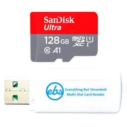Everything But Stromboli SanDisk Ultra 128GB Micro SD Card for LG Phone Works with LG K71, LG K22, LG Wing Cell Phone, UHS-1 Card (SDSQUA4-128G-GN6MN) Bundle with 1 Everything But Stromboli SD & MicroSDXC Memory Card Reader