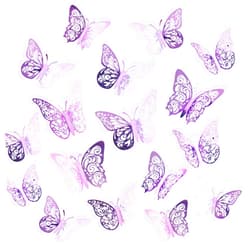 Crosize 72 Pcs Butterfly Decorations, 3 Sizes 3 Styles, 3D Butterfly Wall Decor, Butterfly Party Decorations, Birthday Decorations, Butterflies for Crafts, Cake Decorating, Wall Stickers Room Decor (Lavender)