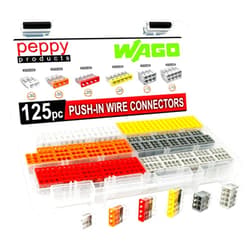 Peppy Products WAGO 2773 Wall Nuts 125pc Push-in Wire Connector Assortment Kit with Case | Splicing for Solid and Stranded Electrical Conductors | 2773-402, 2773-403, 2773-404, 2773-405, 2773-406, 2773-408