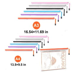 Jicsetk Mesh Zipper Pouches,Zipper Bags A3 A4 Size,Puzzle Storage Bags for Classroom Organization,Travel Storage and Office School Supplies. (A4*6Pcs+A3*6Pcs)