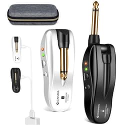 CAHAYA Wireless Guitar System 5.8GHz: Rechargeable Audio Transmission System 4 Channels Guitar Transmitter Receiver System for Acoustic Electric Guitar Bass Wireless Guitar Jack CY0363