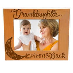 KATE POSH Granddaughter I Love You to The Moon and Back Engraved Wood Picture Frame, Grandma Grandpa Gifts, Christmas, Birthday, Mother's Day, Father's Day (5x7 Horizontal)
