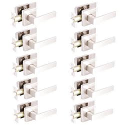 Gobrico Square Plate Passage/Hall Door Lever Handles Without Key in Satin Nickel 10Pack,Interior Door Locks for Closet Keyless Passage Contractor Bulk Pack
