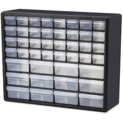 Akro-Mils 10144 44-Drawer Plastic Drawer Storage Cabinet for Garage Organization, Bead Organizer, Lego Storage, Teacher Toolbox, Makeup Organizer, and More, 20-Inch W x 6-Inch D x 16-Inch H, Black