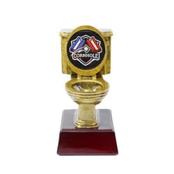 Decade Awards Gold Toilet Bowl Trophy - 6 Inch Tall | Engraved Toilet Award with Optional Themed Inserts - Customize Now