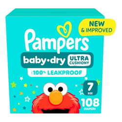 Pampers Diapers - Baby Dry - Size 7, 108 Count, Absorbent Disposable Infant Diaper (Packaging May Vary)