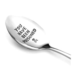 TOPKOUTÁLI topkoutáli 1 Set Engraved Stainless Steel Spoon Gift You Have Been Poisoned Spoon Dessert Spoon Ice Cream Spoon Dinner Spoon For Lovers Friends Mom Dad Birthday Holiday Gift Humorous Gift