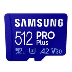 SAMSUNG PRO Plus microSD Memory Card + Adapter, 512GB microSDXC, Up to 180 MB/s, Full HD & 4K UHD, UHS I, C10, U3, V30, A2, for Android Smartphones, Tablets, GoPRO, and DJI Drone (MB MD512SA/AM)