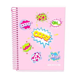 Miquelrius - A5 notebook, 120 sheets of 70 g/m², horizontal ruled 7 mm, 4 coloured stripes, 2 drills, hard cover, Wow! collection, Agatha Ruiz de la Prada