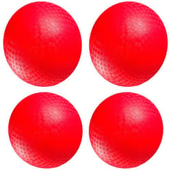 Bedwina 4-Pack Playground Balls Bulk - 8.5 Inch Red Rubber Kickball Bouncy Inflatable Balls for Kids & Adults w/Hand Pump, Indoor & Outdoor Games, Kickballs, Dodgeball, Four Square, and More