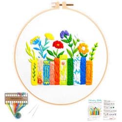 Louise Maelys Funny Embroidery Kits for Beginners,Cross Stitch Kit for Adults,DIY Needlepoint with Books Bookmarks and Flowers Pattern