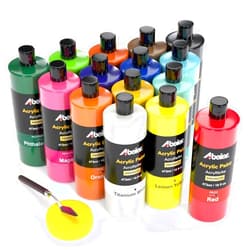 ABEIER Large Bulk Acrylic Paint Set, 15 Colors (473 ml/16 fl oz), Matte Finish, Rich Pigments, Non-Toxic Paints for Painting on Canvas Crafts Wood Ceramic, Ideal for Beginners and Students