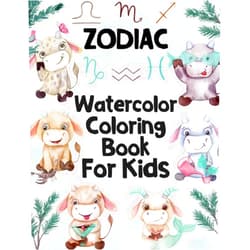 Aquarella Publishing Zodiac Watercolor Coloring Book for Kids: Watercolor Coloring Book for Kids ages 8-12 - (Libra, Scorpio, Sagittarius, Capricorn, Aquarius and Pisces)