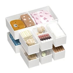 Vtopmart 12Pack Drawer Organizer for Clothes, Underwear Drawer Organizer Bins, Foldable Fabric Closet Storage Organizers, Dresser Drawer Dividers for Baby Clothing, Bra, Socks, Ties, Scarf