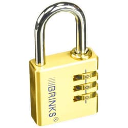 BRINKS - 40mm Solid Brass 3-Dial Resettable Padlock - Chrome Plated with Hardened Steel Shackle